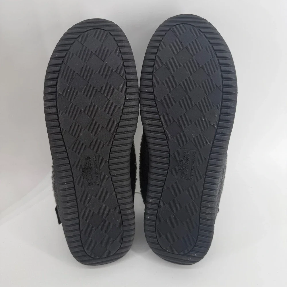 Dearfoams Mens Memory Foam Herringbone Moccasin Slippers Grey XL 13-14‎